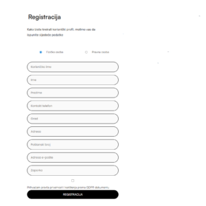 Plugin WP registracija s pravnom i fizičkom osobom